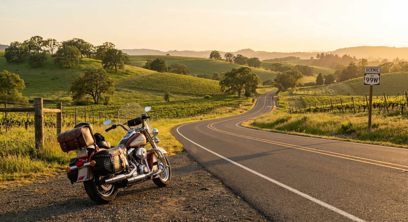 Motocicleta en el Valle de Willamette Oregon — seguro de temporada para motociclistas