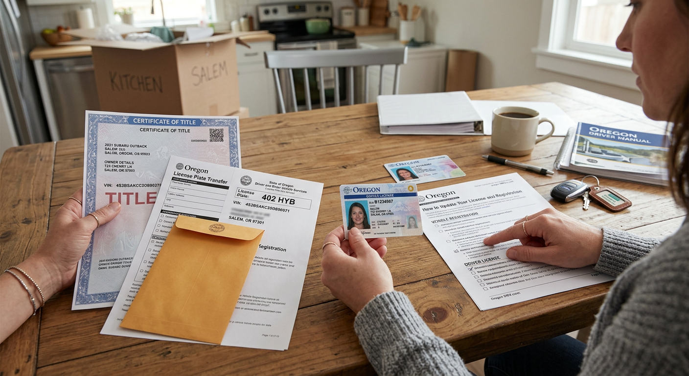 moving to salem oregon - car registration and driver license documents