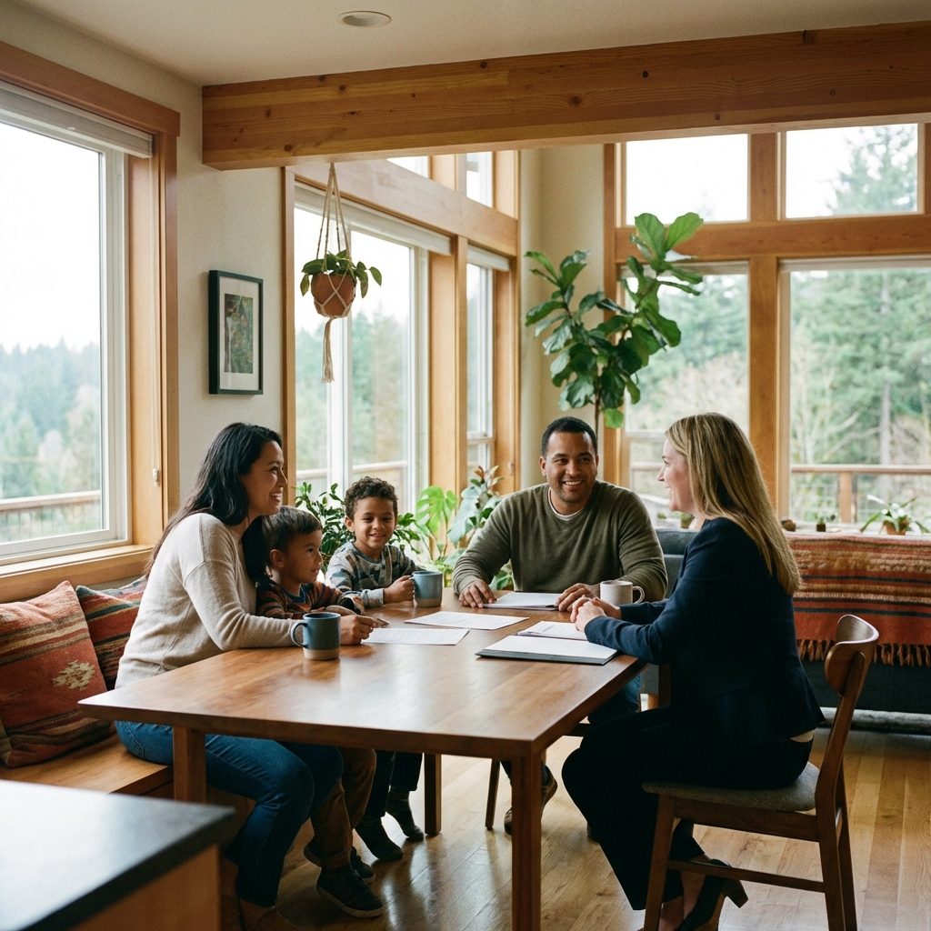 Keizer Oregon family reviewing insurance coverage options with local agent
